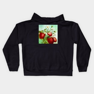 Strawberries Vintage Fruit Strawberry Design Retro Kids Hoodie